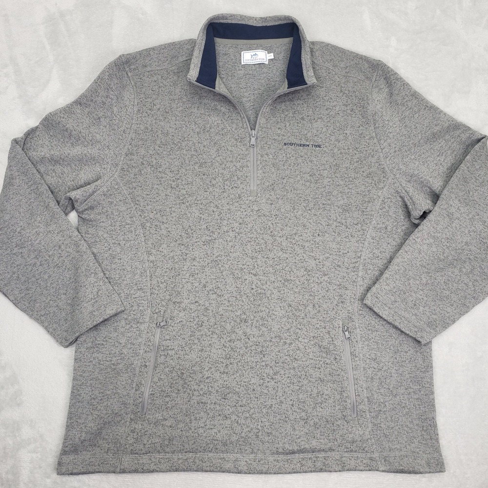 Southern Tide‎ Samson Peak Mens Gray 1/4 Zip Pullover Fleece Sweater XXL 2XL Big
